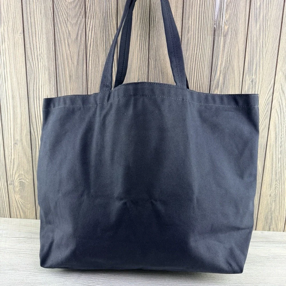 GOODLIFE Large Black Canvas Tote Bag Made in USA Logo Shoulder Shopper Pocket